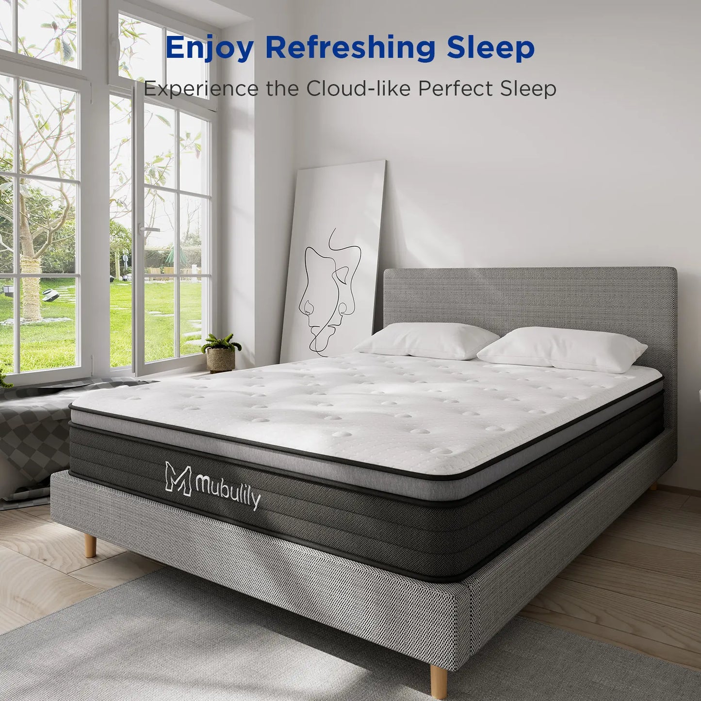 Mubulily Medium Hybrid Mattress in a Box, with Memory Foam and Pocket Coils, CertiPUR-US, ZG001