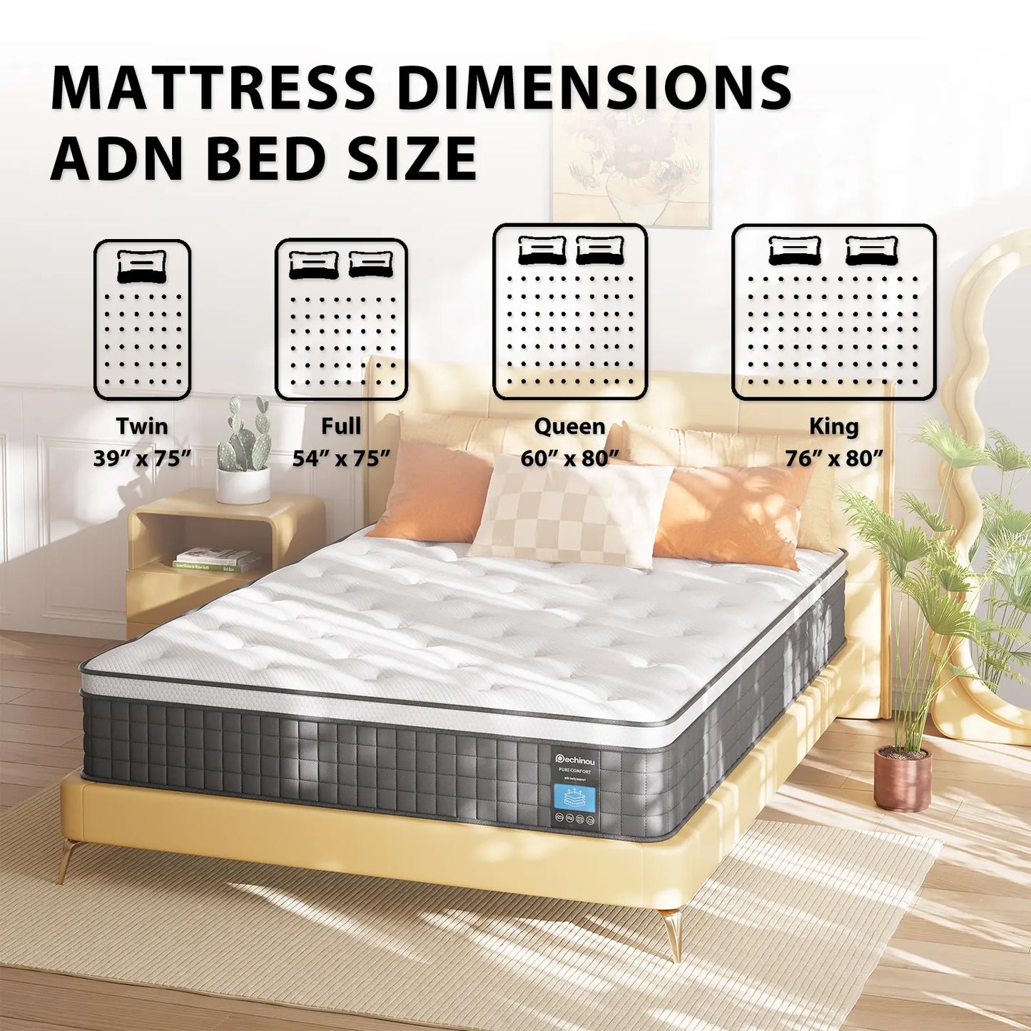 Pechinou Classic Hybrid Mattress, CertiPUR-US, ZG04