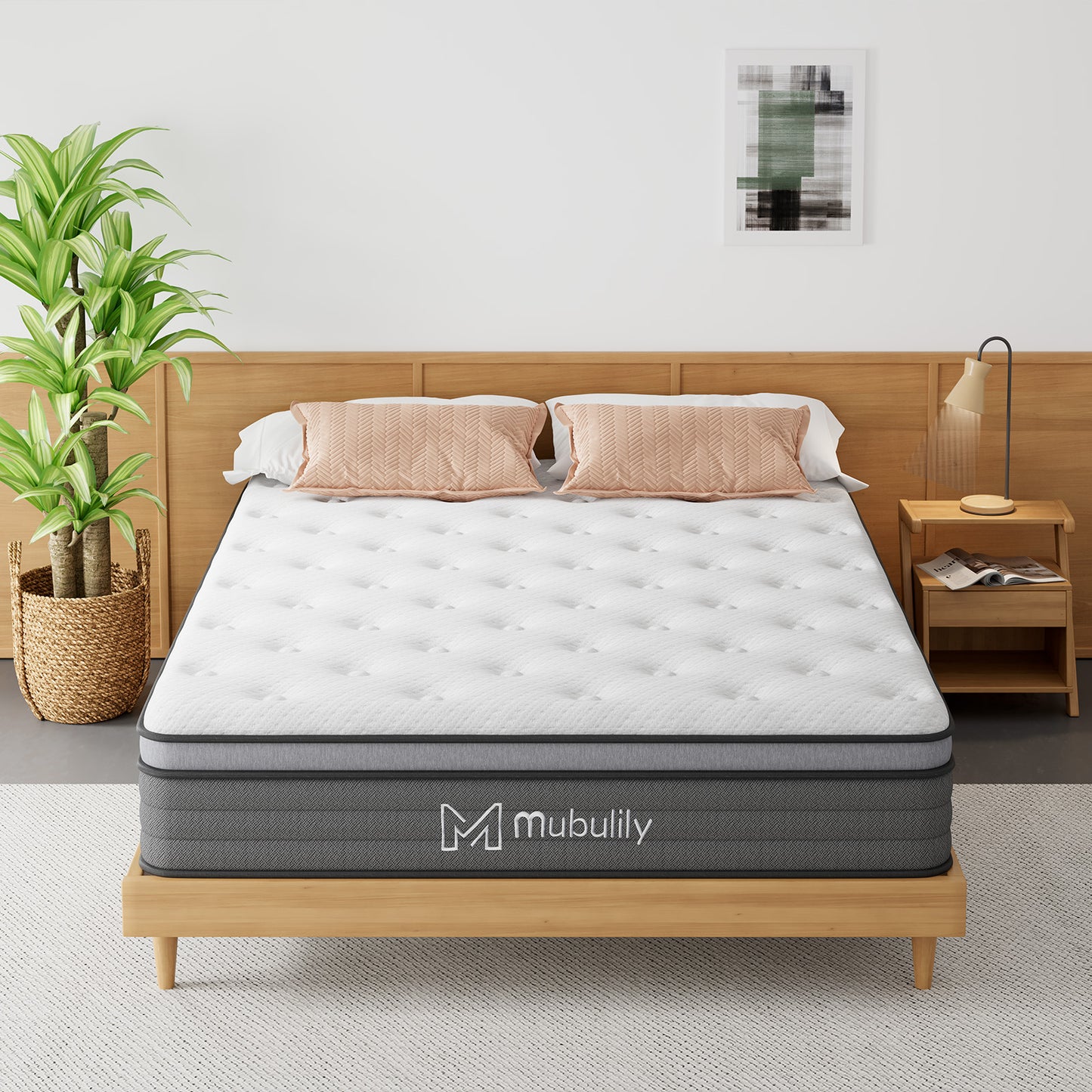 Mubulily Hybrid Mattress in a Box with Gel Memory Foam, Medium Support, CertiPUR-US, ZG001